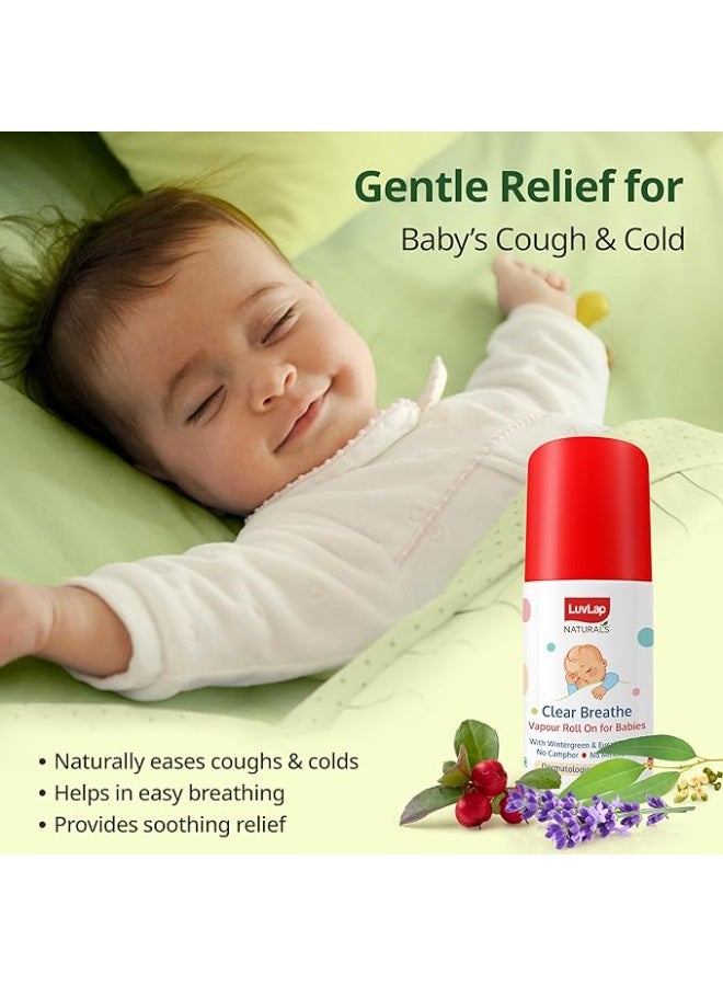 LuvLap Naturals Clear Breathe Vapour Roll On for Cough, Cold, Nose Block & Chest Congestion, with Eucalyptus Oil, No Camphor & Mineral Oil, 40ml, Dermatologically Tested - Image 2